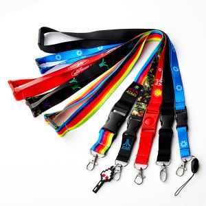 Pwomosyon Logo Neck Nylon lanyard Avèk Holder Kat Id