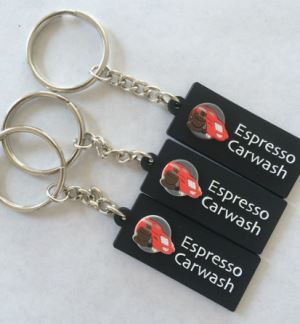 Lave Machin Biznis Atik Pwomosyon PVC Keychain Lide