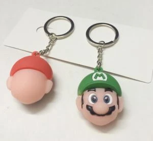 Mario Bros Keychain 3D PVC Silicone Pendant Silicone Keyring