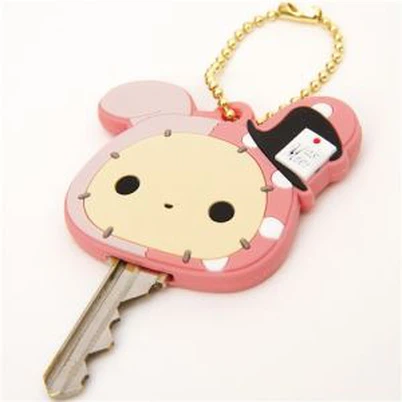 Nouvo konsepsyon PVC kle kouvri kle Cap Keychain