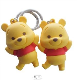 3D konsepsyon PVC kle detante Silicon Bear Keychain Rubber Keyrings